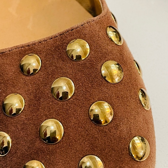 Madewell Greta Ballet Leather Flat in Leather Suede Gold Studs - Picture 3 of 12